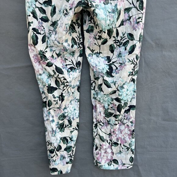 J. Jill Linen Stretch Size XS Vintage Hydrangea Floral Pants Spring Summer - Picture 3 of 6